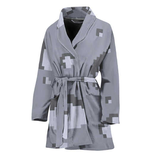 8-Bit Pixel Moon Print Women's Bathrobe