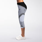 8-Bit Pixel Moon Print Women's Capri Leggings
