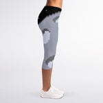 8-Bit Pixel Moon Print Women's Capri Leggings