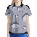 8-Bit Pixel Moon Print Women's Polo Shirt