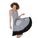 8-Bit Pixel Moon Print Women's Sleeveless Dress