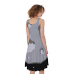 8-Bit Pixel Moon Print Women's Sleeveless Dress