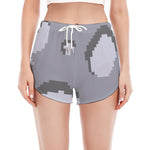 8-Bit Pixel Moon Print Women's Split Running Shorts