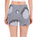 8-Bit Pixel Moon Print Women's Split Running Shorts