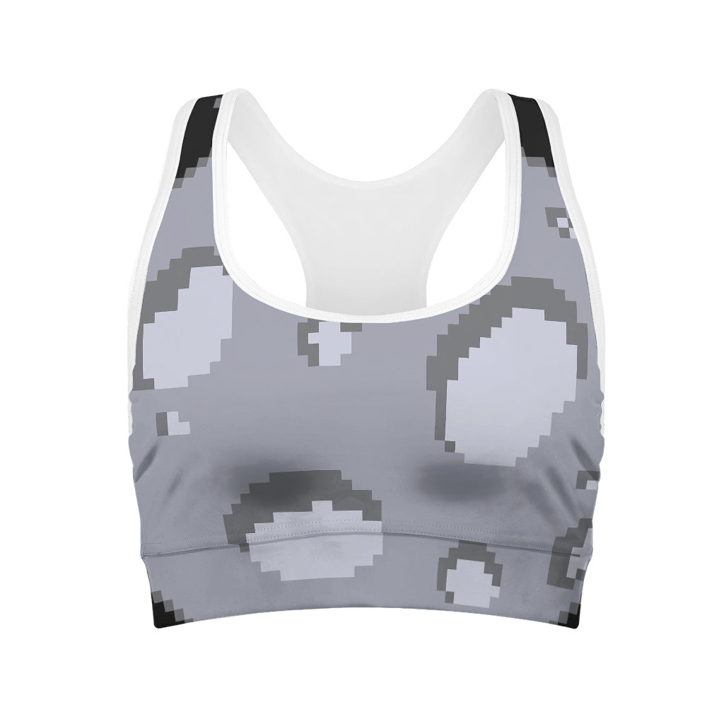 8-Bit Pixel Moon Print Women's Sports Bra