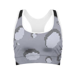 8-Bit Pixel Moon Print Women's Sports Bra