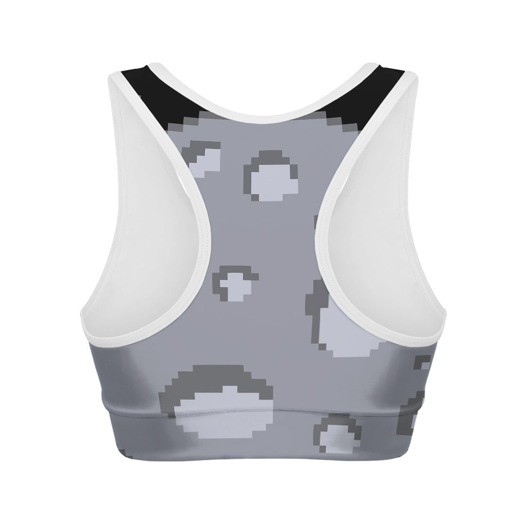 8-Bit Pixel Moon Print Women's Sports Bra