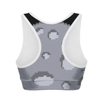 8-Bit Pixel Moon Print Women's Sports Bra