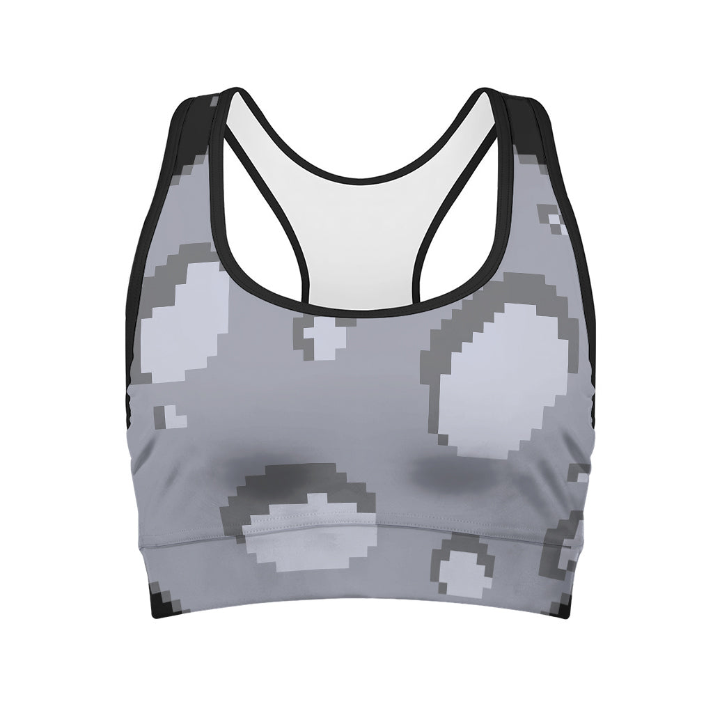 8-Bit Pixel Moon Print Women's Sports Bra