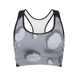 8-Bit Pixel Moon Print Women's Sports Bra