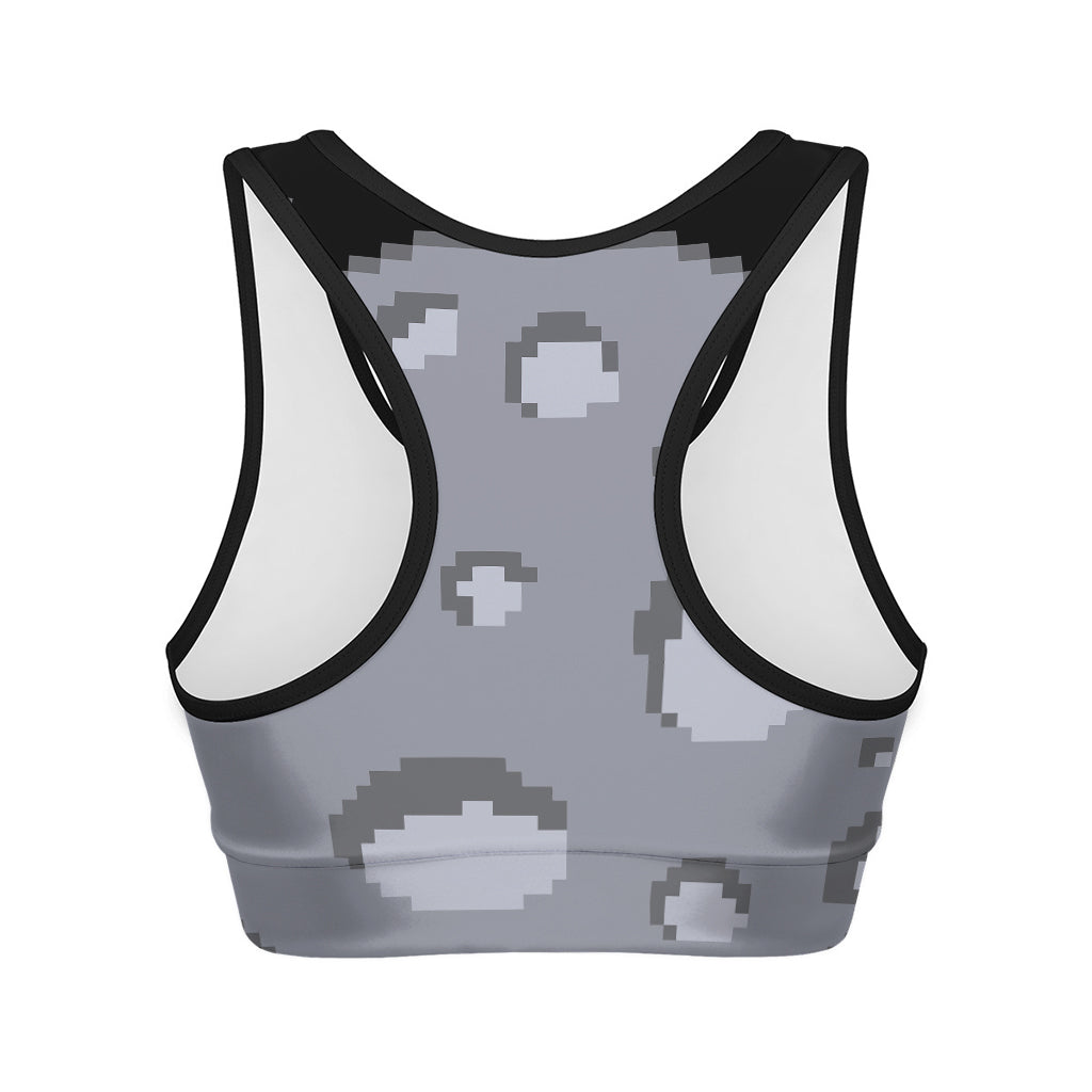 8-Bit Pixel Moon Print Women's Sports Bra