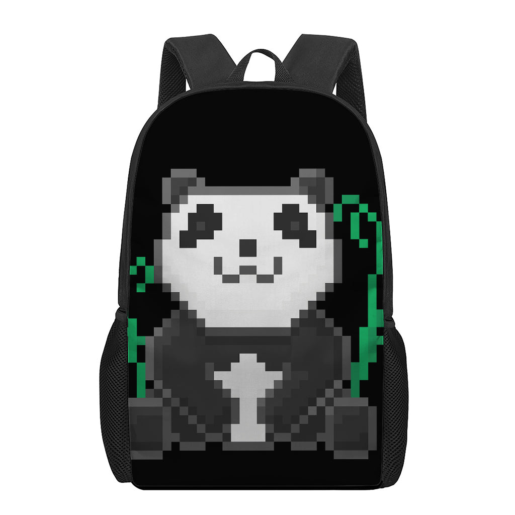 8-Bit Pixel Panda Print 17 Inch Backpack