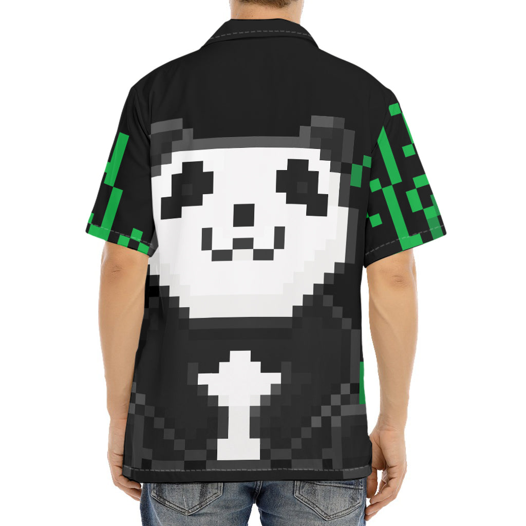 8-Bit Pixel Panda Print Aloha Shirt