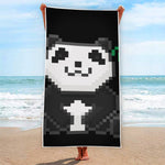 8-Bit Pixel Panda Print Beach Towel