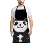 8-Bit Pixel Panda Print Bib Apron With Pocket