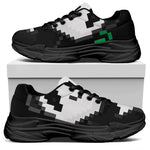 8-Bit Pixel Panda Print Black Chunky Shoes