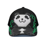 8-Bit Pixel Panda Print Black Mesh Trucker Cap