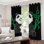 8-Bit Pixel Panda Print Blackout Grommet Curtains