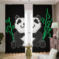 8-Bit Pixel Panda Print Dimout Pencil Pleat Curtains