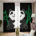 8-Bit Pixel Panda Print Blackout Pencil Pleat Curtains