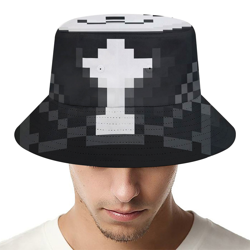 8-Bit Pixel Panda Print Bucket Hat