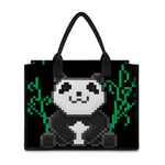 8-Bit Pixel Panda Print Canvas Tote Bag