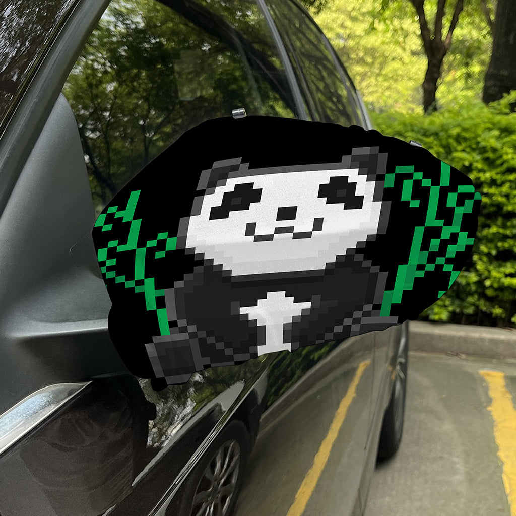 8-Bit Pixel Panda Print Car Side Mirror Covers