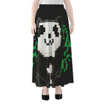 8-Bit Pixel Panda Print Chiffon Maxi Skirt