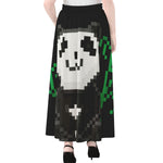 8-Bit Pixel Panda Print Chiffon Maxi Skirt