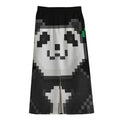 8-Bit Pixel Panda Print Cotton Front Slit Maxi Skirt