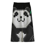 8-Bit Pixel Panda Print Cotton Front Slit Maxi Skirt