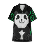 8-Bit Pixel Panda Print Cotton Hawaiian Shirt