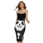 8-Bit Pixel Panda Print Cross Back Cami Dress