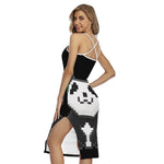 8-Bit Pixel Panda Print Cross Back Cami Dress