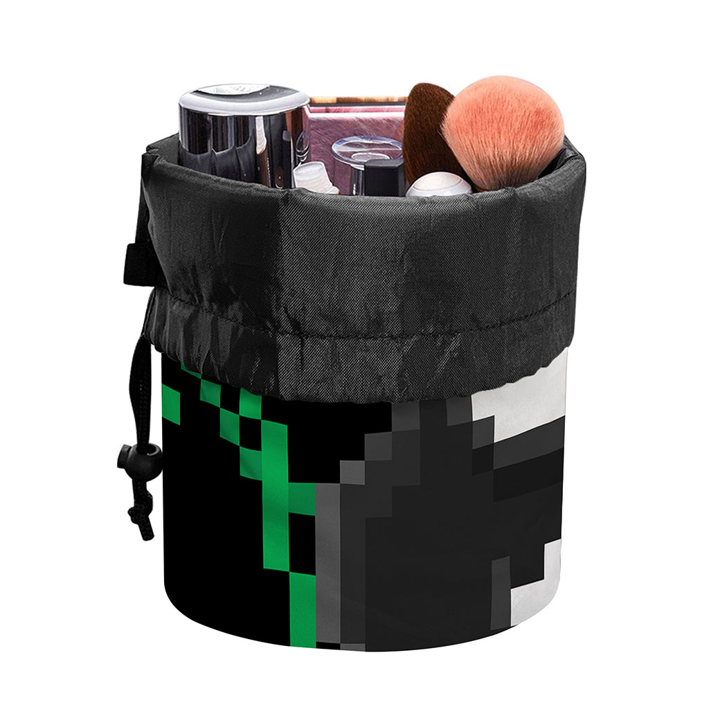 8-Bit Pixel Panda Print Drawstring Makeup Bag