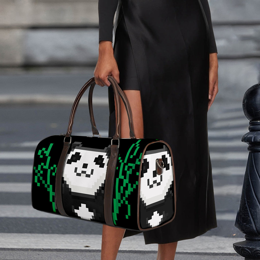 8-Bit Pixel Panda Print Duffle Bag
