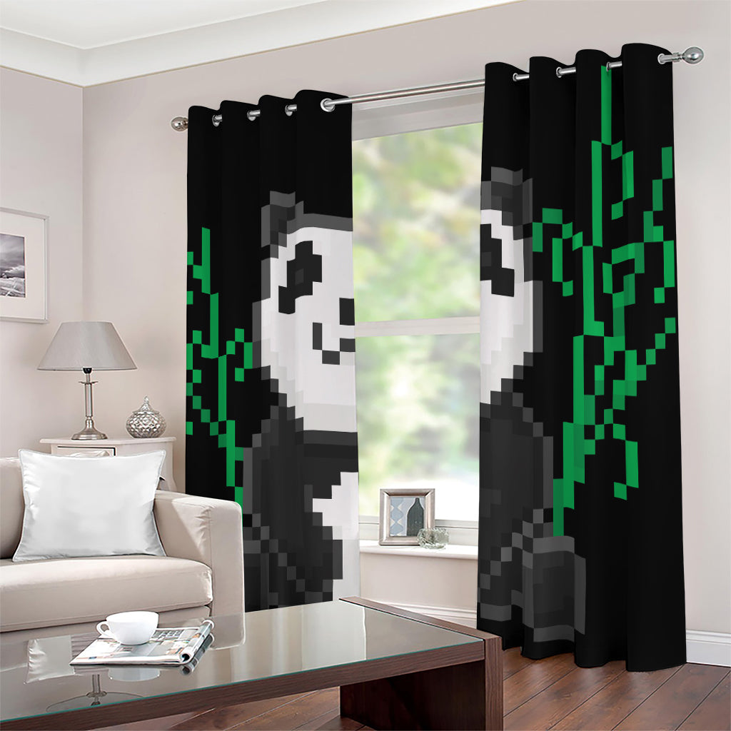 8-Bit Pixel Panda Print Extra Wide Grommet Curtains