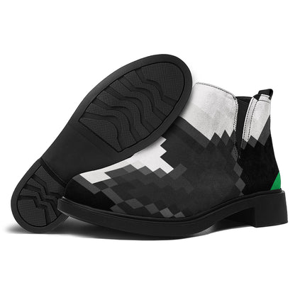 8-Bit Pixel Panda Print Flat Ankle Boots