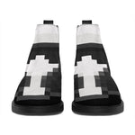 8-Bit Pixel Panda Print Flat Ankle Boots