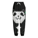 8-Bit Pixel Panda Print Fleece Lined Knit Pants