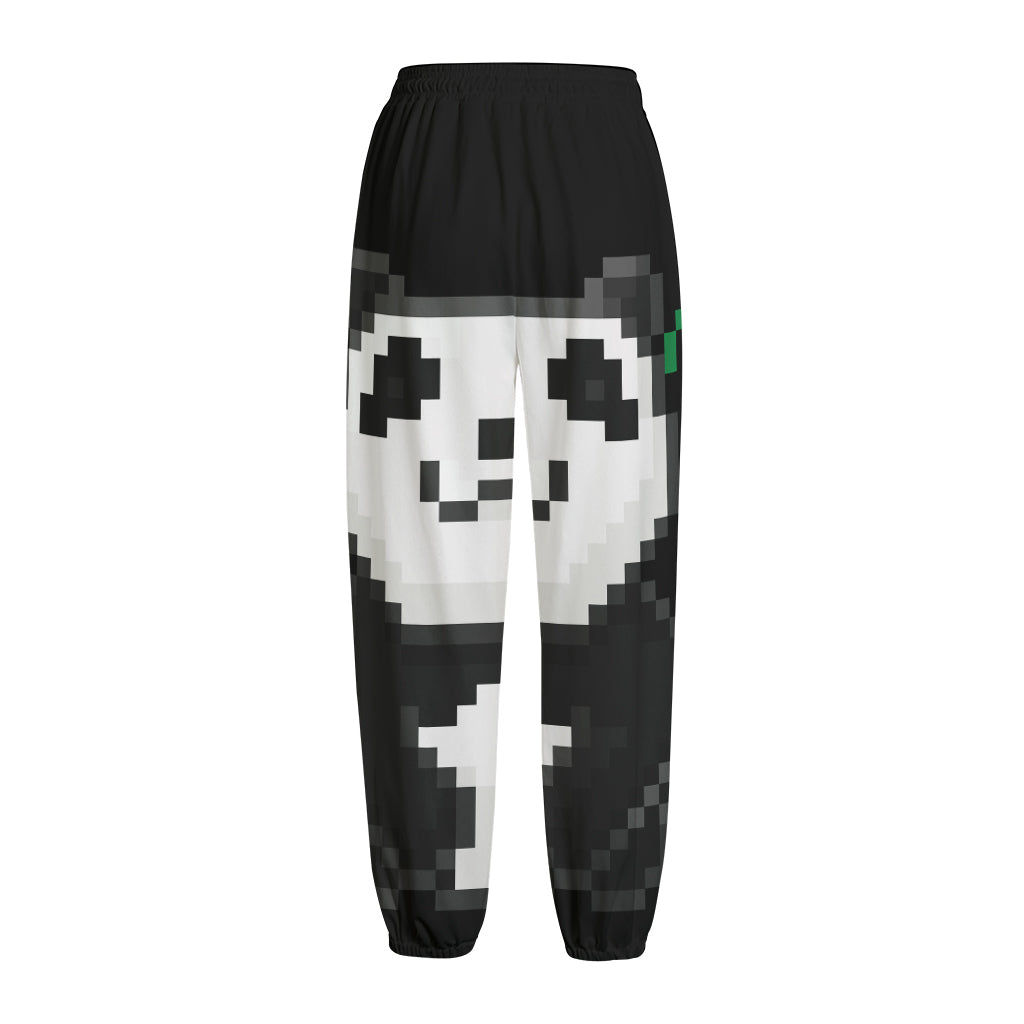 8-Bit Pixel Panda Print Fleece Lined Knit Pants