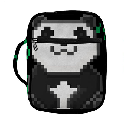 8-Bit Pixel Panda Print Front Pocket Bible Bag
