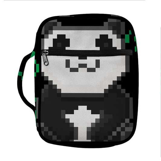 8-Bit Pixel Panda Print Front Pocket Bible Bag