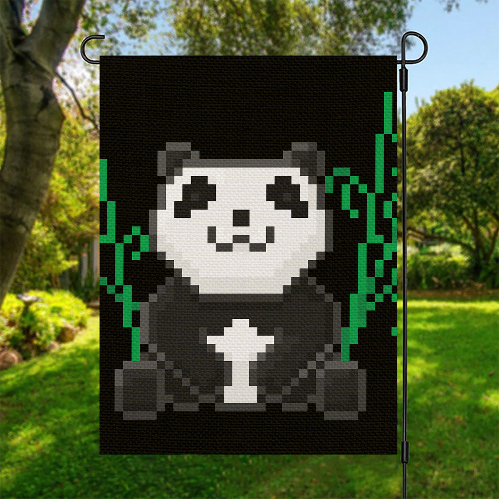 8-Bit Pixel Panda Print Garden Flag