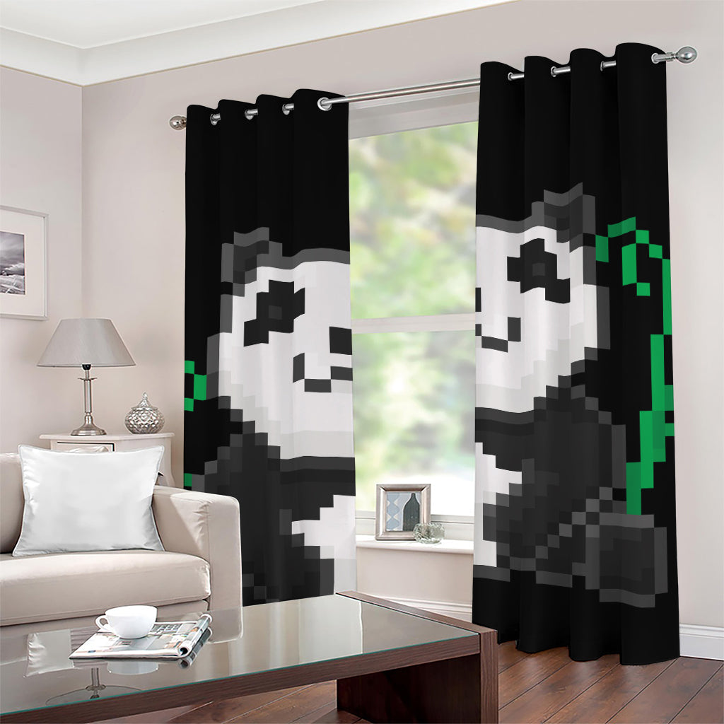 8-Bit Pixel Panda Print Grommet Curtains