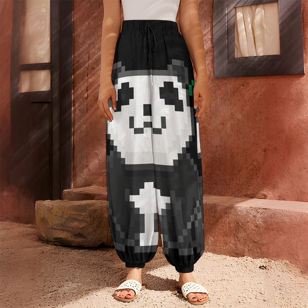 8-Bit Pixel Panda Print Harem Pants