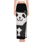 8-Bit Pixel Panda Print High Slit Maxi Skirt