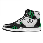8-Bit Pixel Panda Print High Top Leather Sneakers