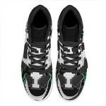 8-Bit Pixel Panda Print High Top Leather Sneakers