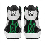 8-Bit Pixel Panda Print High Top Leather Sneakers